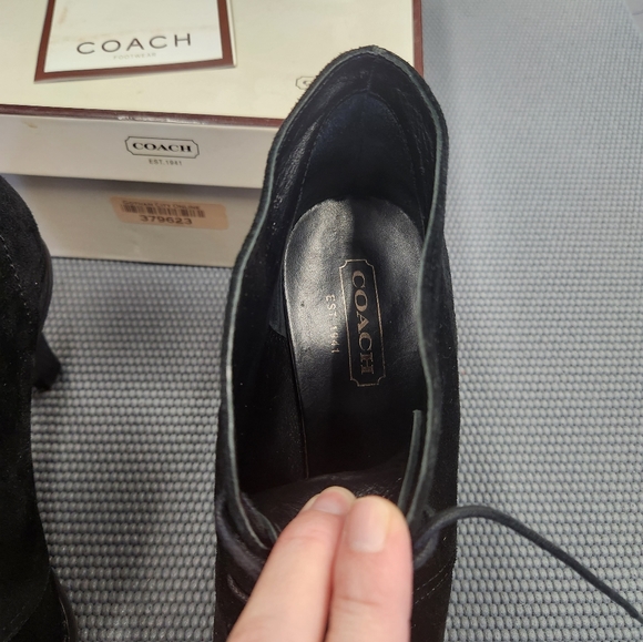 Coach black suede lace up booties - Picture 6 of 8